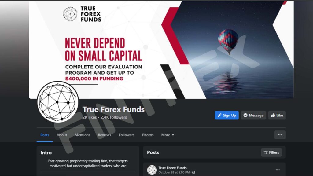 True Forex Funds Facebook Account